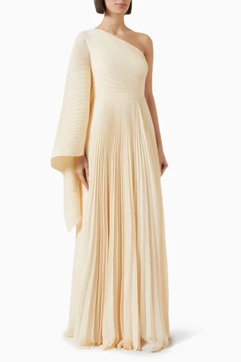 Maci One-shoulder Pleated Gown