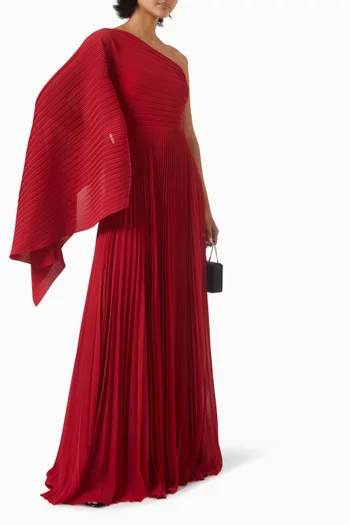 Maci One-shoulder Pleated Gown