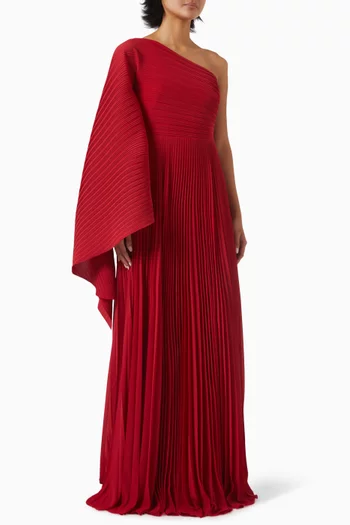 Maci One-shoulder Pleated Gown
