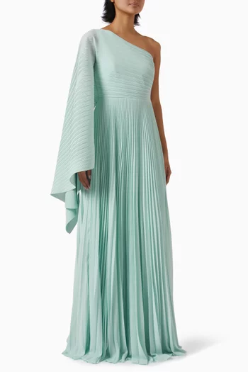 Maci One-shoulder Pleated Gown