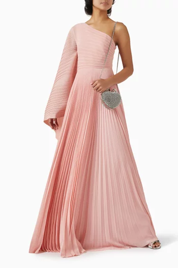 Maci One-shoulder Pleated Gown