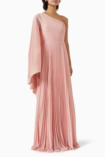 Maci One-shoulder Pleated Gown
