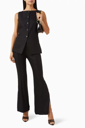 Kasbah Side-slit Pants in Linen Blend
