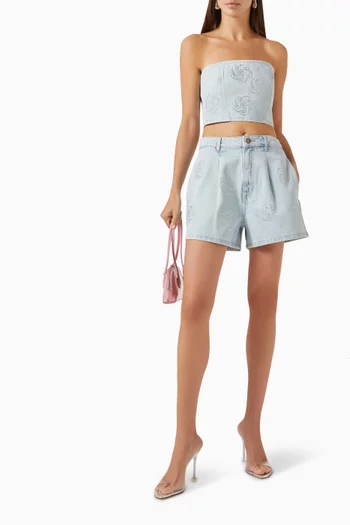 Studded Crop Top in Denim