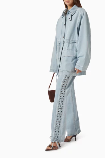 Lace-up Straight-leg Jeans in Denim