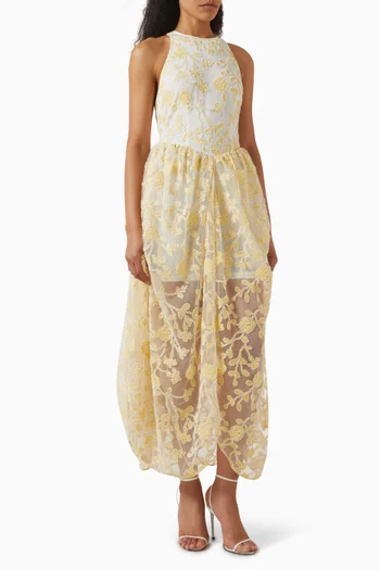 Flower Beaded Midi Dress