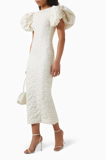 Jacquard Puffy Midi Dress