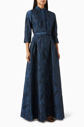 Courtney Belted Gown in Jacquard