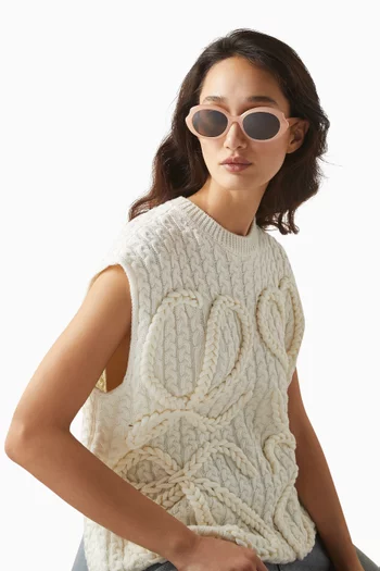 Mini Oval Slim Sunglasses in Acetate