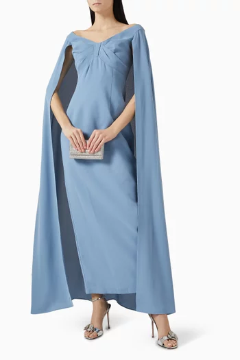 Bow Cape Maxi Dress