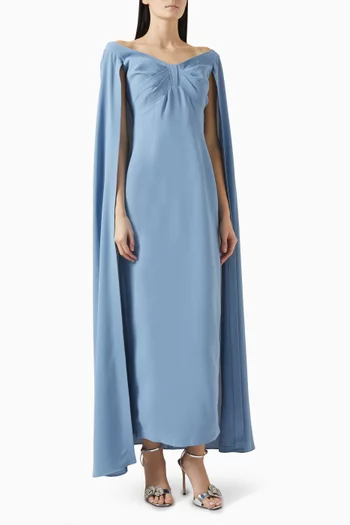 Bow Cape Maxi Dress