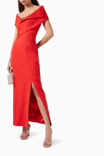 Shawl-neck Maxi Dress
