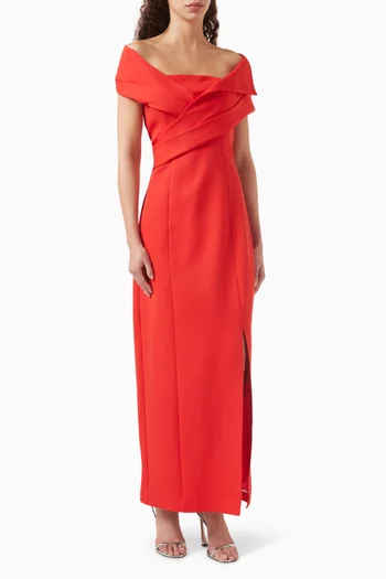 Shawl-neck Maxi Dress