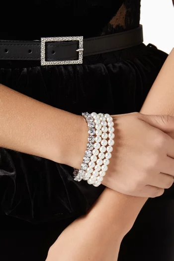 Pearl Diamante Bracelet in Brass
