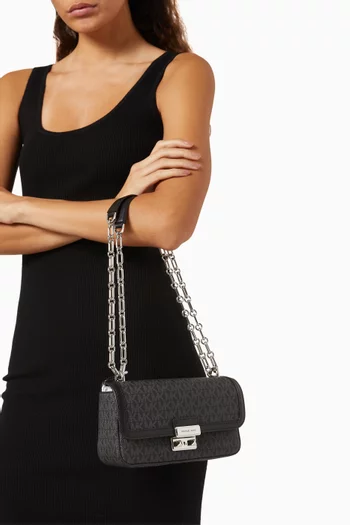 Small Tribeca Logo Shoulder Bag in Coated-canvas