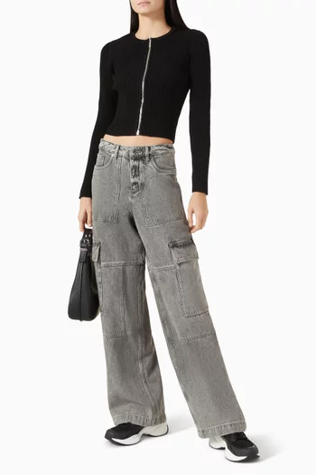 Cargo Wide-leg Jeans in Denim