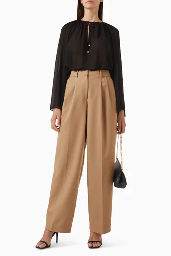 Pleated Wide-leg Pants in Wool-blend