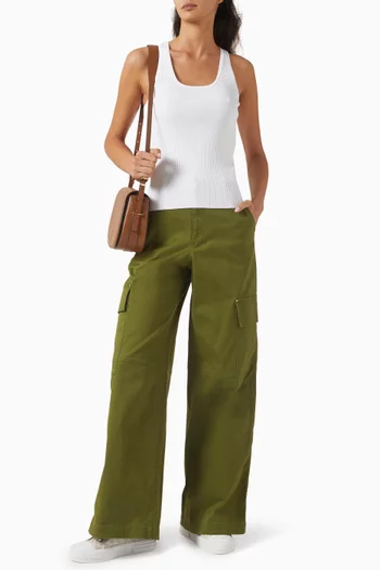 Rib Scoop-Neck Tank Top in Viscose Blend