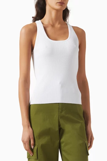 Rib Scoop-Neck Tank Top in Viscose Blend