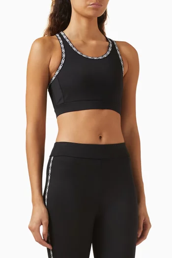 Logo Tape Sports Bra in Stretch Nylon