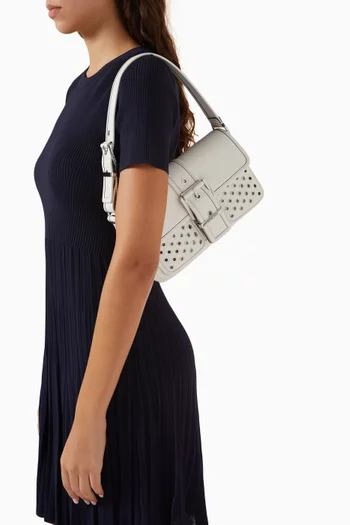 Medium Colby Grommeted Shoulder Bag in Leather