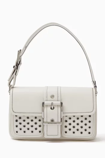 Medium Colby Grommeted Shoulder Bag in Leather