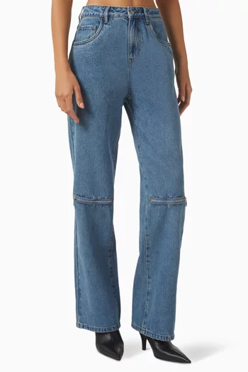 Straight-leg Zip-knee Jeans in Denim