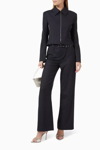 Zip Crop Jacket in Wool Blend