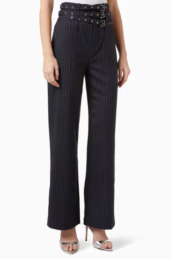 Triple Belt Pants in Wool Blend