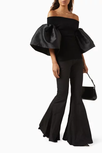 Off-shoulder Top in Rib Jersey & Mikado