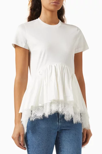 Lace-trimmed T-shirt