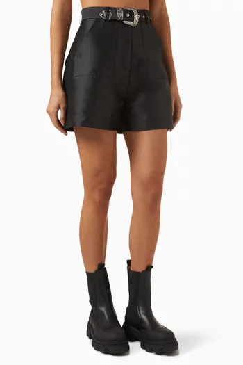 Belted Shorts in Mikado