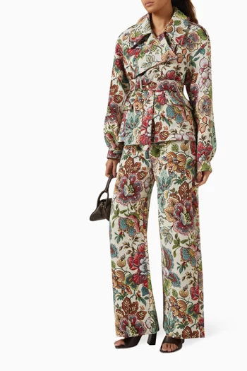 Floral Belted Jacket in Brocade