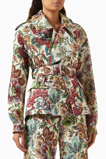 Floral Belted Jacket in Brocade