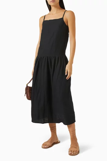 Gathered Halter Dress in Linen
