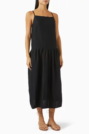Gathered Halter Dress in Linen