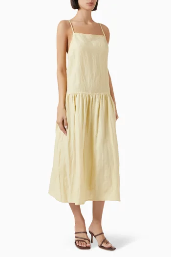 Gathered Halter Dress in Linen