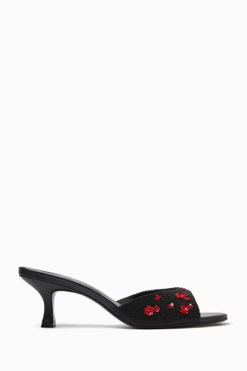 Brigitte 55 Wildflower Mule Sandals in Beaded Satin