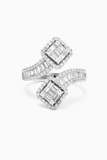 Baguette Pavé Ring in 925 Sterling Silver