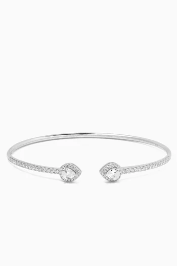 Toi et Moi Bangle Bracelet in 925 Sterling Silver