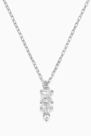 Multi Crystal Pendant Necklace in 925 Sterling Silver