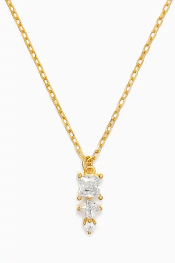 Multi Crystal Pendant Necklace in Gold-plated Silver