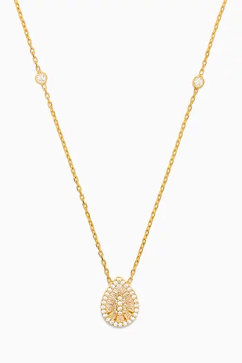 Tear-drop Crystal Necklace in Gold-plated Silver