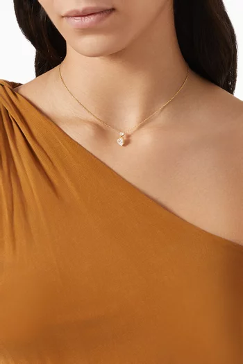 Double Heart Crystal Necklace in Gold-plated Sterling Silver