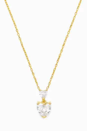 Double Heart Crystal Necklace in Gold-plated Sterling Silver