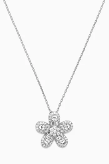 Flower Crystal Necklace in 925 Sterling Silver