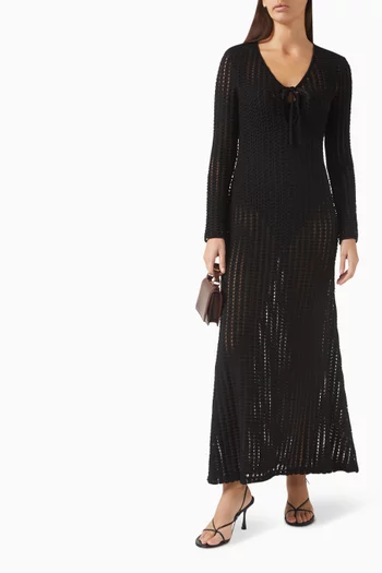 Elton Keyhole Maxi Dress in Stretch-knit