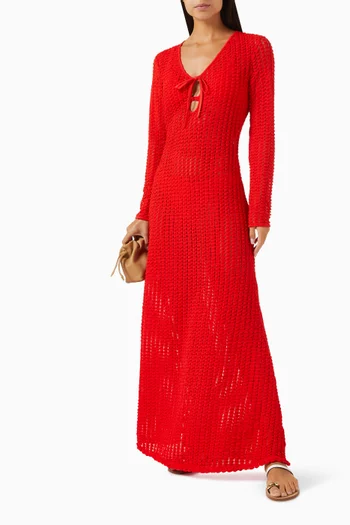 Elton Keyhole Maxi Dress in Stretch-knit