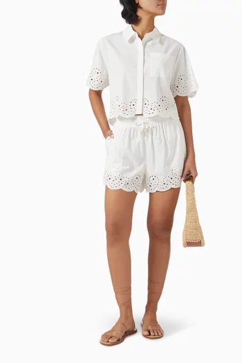 Amelie Embroidered Shorts in Cotton Blend