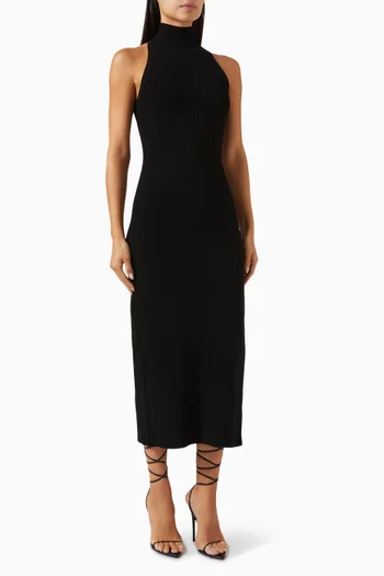 Briggita Halter Midi Dress in Knit